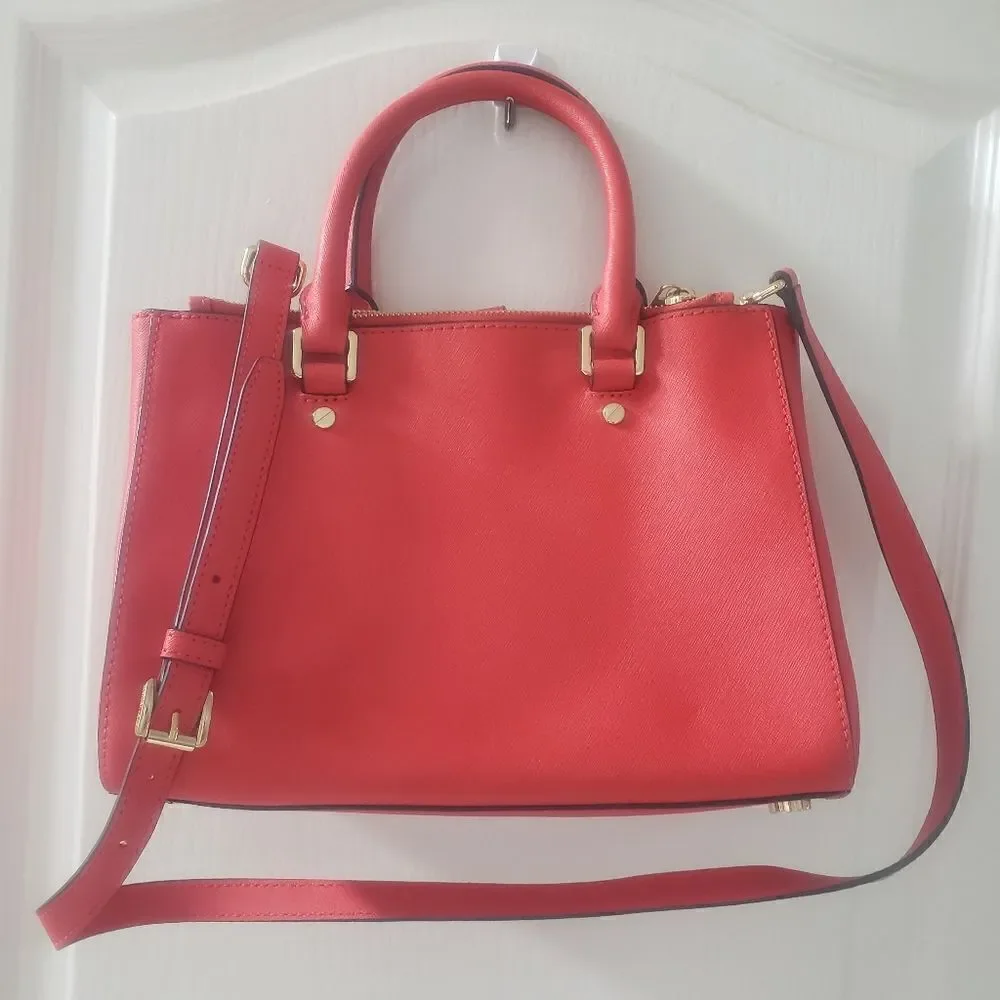 Michael Kors‎ Sutton Mandarin Orange Small Leather Handbag Purse Bag